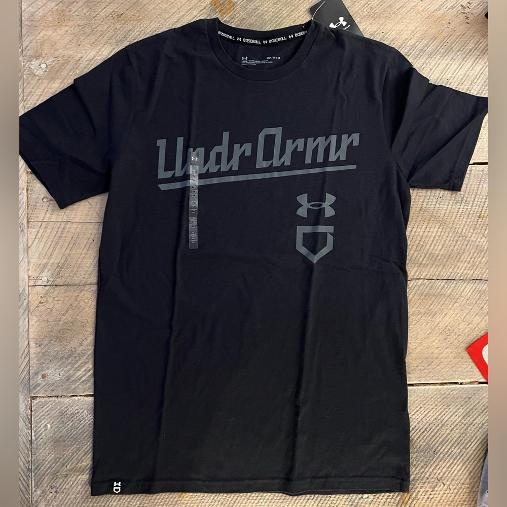 Men's Under Armour Loose Fit‎ Short Sleeve Logo Baseball Shirt~Black~Medium~NWT